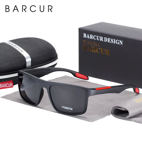 BARCUR TR90 Ultraleichte polarisierte Sonnenbrille – Vintage Square UV400 Unisex-Brille