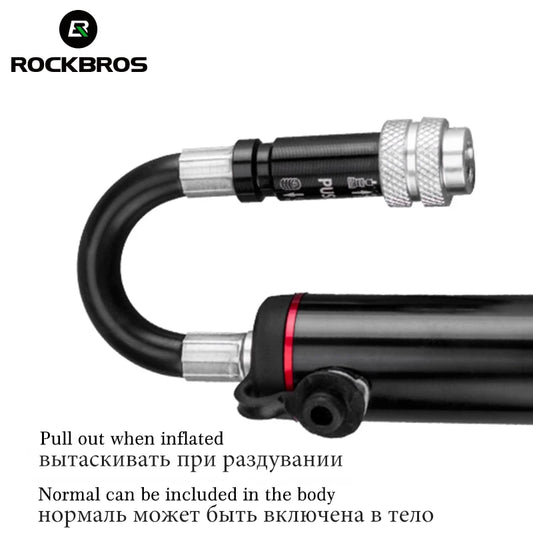 ROCKBROS Aluminum Alloy Mini Bike Pump - 150PSI/260PSI High Pressure Tire Inflator