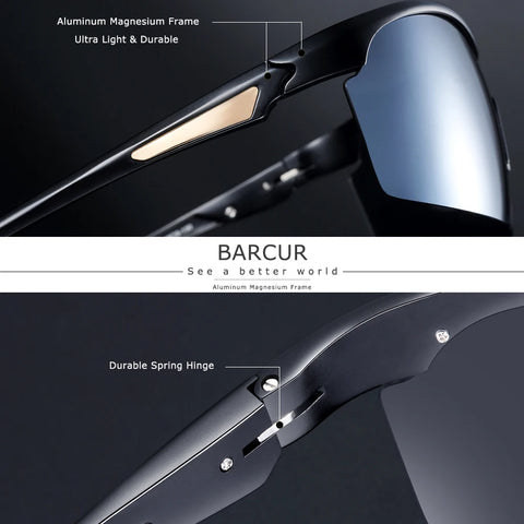 BARCUR Aluminium Gepolariseerde Sportzonnebril - Anti-reflecterende UV400 Unisex Zonnebrillen