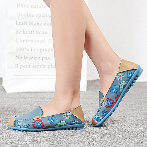 WOIZGIC Ladies Genuine Leather Flats for Spring & Autumn