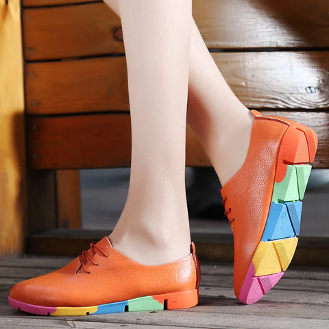 WOIZGIC Dames Casual Leren Flats
