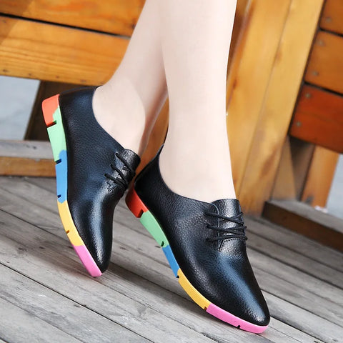 WOIZGIC Dames Casual Leren Flats