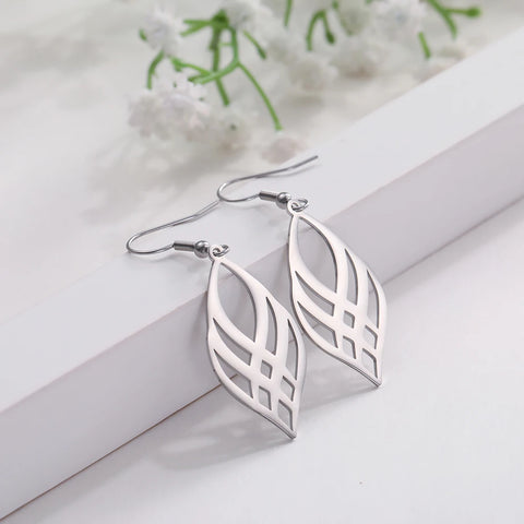 Skyrim Stainless Steel Symmetrical Geometry Drop Earrings - Golden Black Statement Jewelry for Women