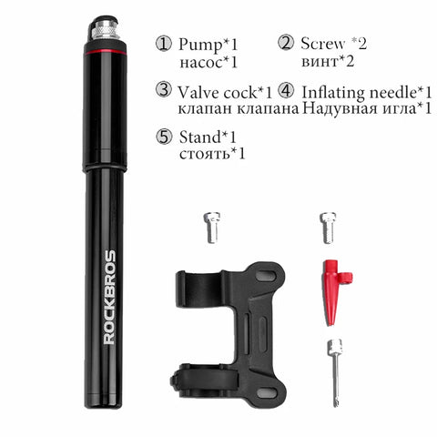 ROCKBROS Aluminum Alloy Mini Bike Pump - 150PSI/260PSI High Pressure Tire Inflator
