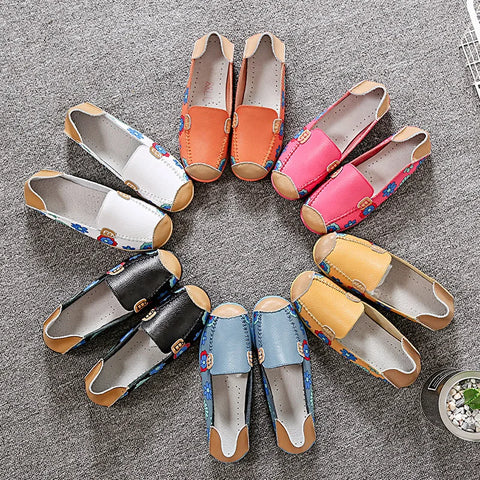 WOIZGIC Ladies Genuine Leather Flats for Spring & Autumn