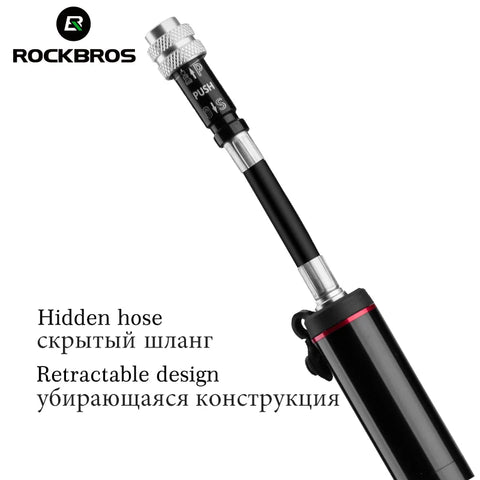 ROCKBROS Aluminum Alloy Mini Bike Pump - 150PSI/260PSI High Pressure Tire Inflator