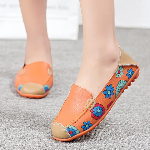 WOIZGIC Ladies Genuine Leather Flats for Spring & Autumn
