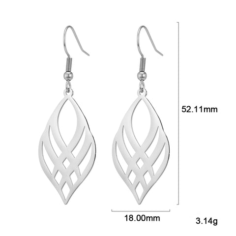 Skyrim Stainless Steel Symmetrical Geometry Drop Earrings - Golden Black Statement Jewelry for Women