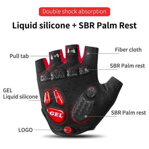 ROCKBROS Touchscreen Fiets Handschoenen - GEL Pad Schokbestendige Halve Vinger Wanten voor MTB en Fiets