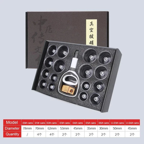 Suction Cups Acupuncture Vacuum Massage Jars - Hansol Cuppings Therapy Set