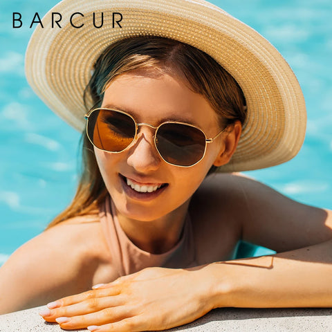 BARCUR Retro Reflecterende Zonnebril – Minimalistische Unisex Bril van Roestvrij Staal