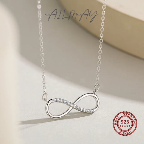 Ailmay 100% 925 sterling zilveren oneindige liefdeshanger ketting 