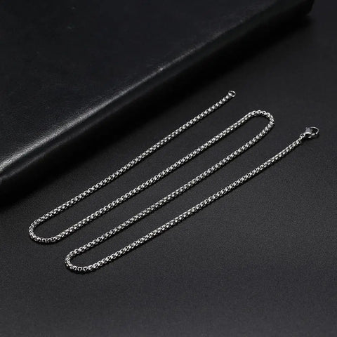 Skyrim Stainless Steel Gold Box Chain Necklace for Men and Women - Minimalist Punk Jewelry 2-7mm Thick
