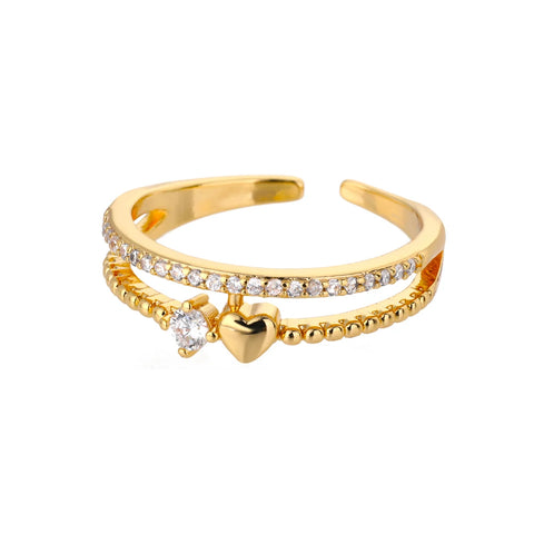 Zircon Heart Rings for Women - Double Stackable Bridal Sets & Engagement Jewelry
