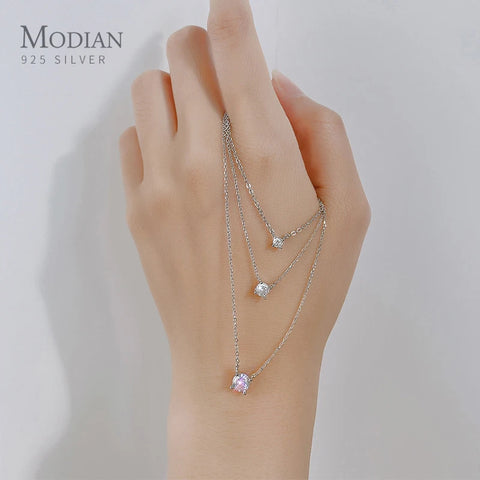 Modian 925 sterling zilveren geometrische zirkoon hanger ketting 