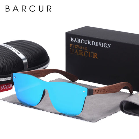 BARCUR Zwarte Walnoot Houten Zonnebril – Gepolariseerd UV400 Unisex