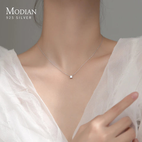 Modian 925 sterling zilveren geometrische zirkoon hanger ketting 