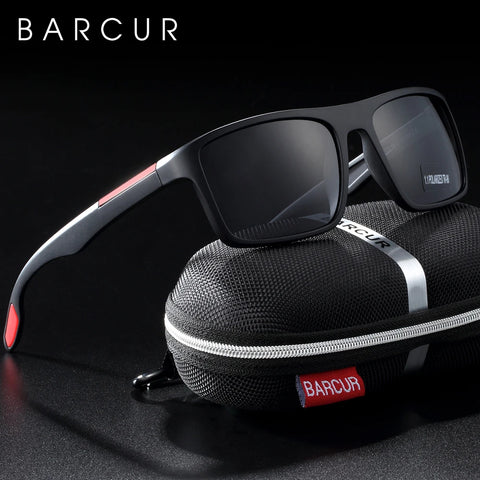 BARCUR TR90 Ultraleichte polarisierte Sonnenbrille – Vintage Square UV400 Unisex-Brille
