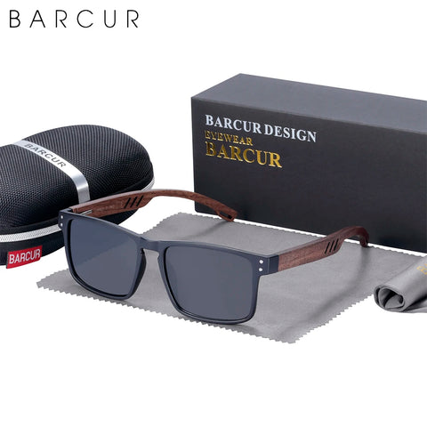 BARCUR Walnut Wood Polarized Sunglasses – Designer UV400 Unisex Shades