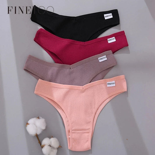 FINETOO Cotton Brazilian Panties 3Pcs Set