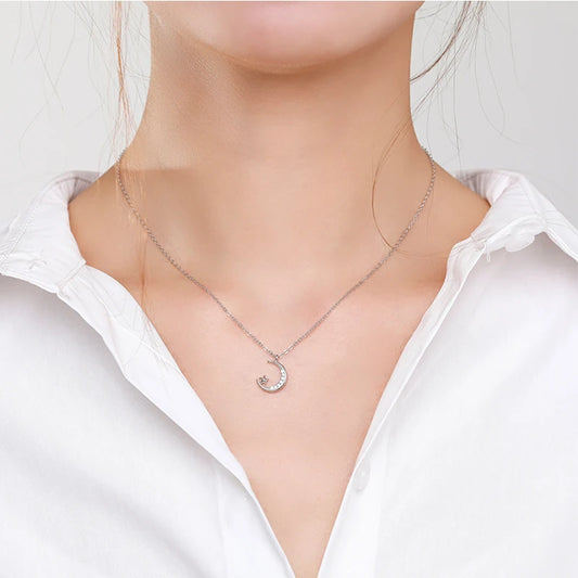 Ailmay 925 Sterling Silver Moonlight Star Pendant Necklace