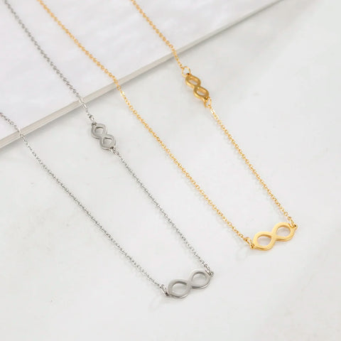 Skyrim Fashion Simple Infinite Shaped Choker Necklace for Women – Lucky Number Eight Stainless Steel Necklace Gift