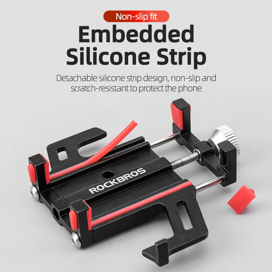 ROCKBROS Motorcycle Phone Holder - CNC Aluminum Alloy Bracket with 360° Rotation