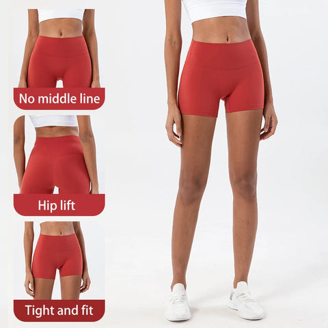SOISOU Nylon Gym Shorts voor Dames – Ademende Fiets- &amp; Yoga Shorts met Hoge Taille (2-pack)