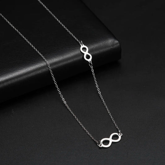 Skyrim Fashion Simple Infinite Shaped Choker Necklace for Women – Lucky Number Eight Stainless Steel Necklace Gift