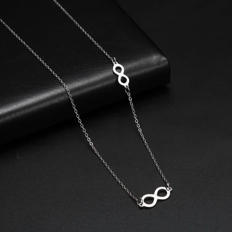 Skyrim Fashion Simple Infinite Shaped Choker Necklace for Women – Lucky Number Eight Stainless Steel Necklace Gift