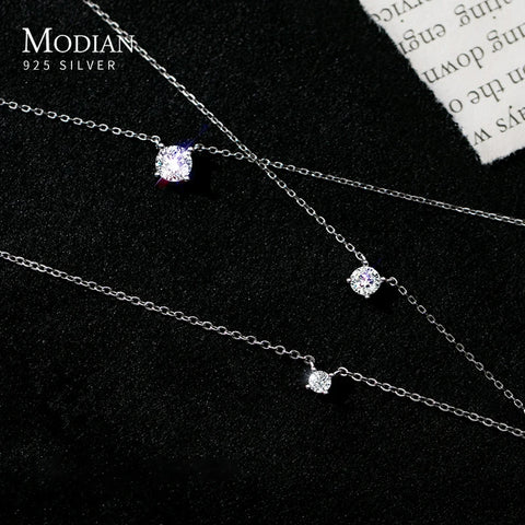 Modian 925 sterling zilveren geometrische zirkoon hanger ketting 