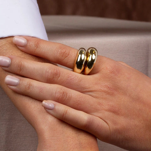 e-Manco Simple Stainless Steel Arc Rings for Women - Geometric Fashion Jewellery