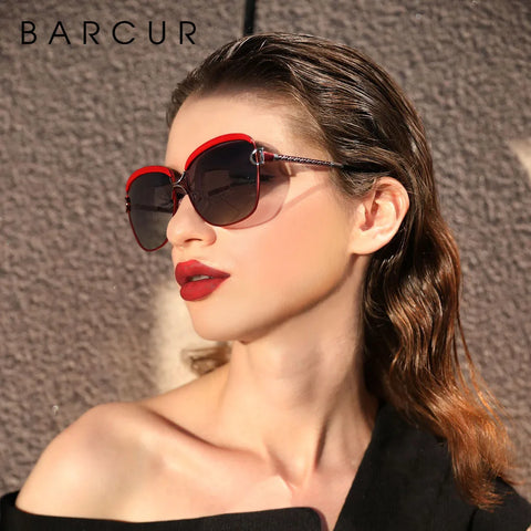 BARCUR ronde gepolariseerde zonnebril met gradiëntlens UV400 luxe zonnebrillen voor dames