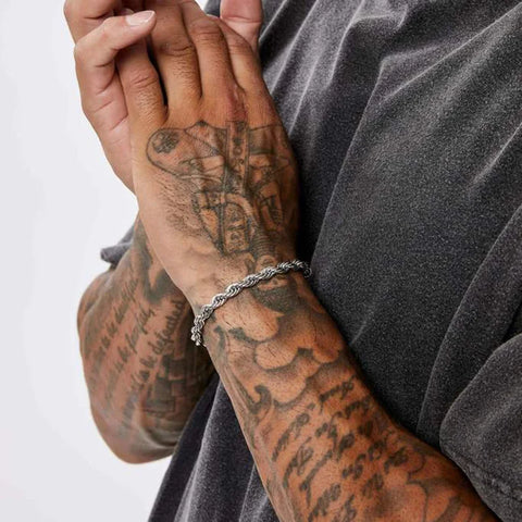 2-5MM Stainless Steel Rope Bracelets for Men Boys - Adjustable Gold Silver Links Wristband, Rock Punk Cool Jewelry Gift