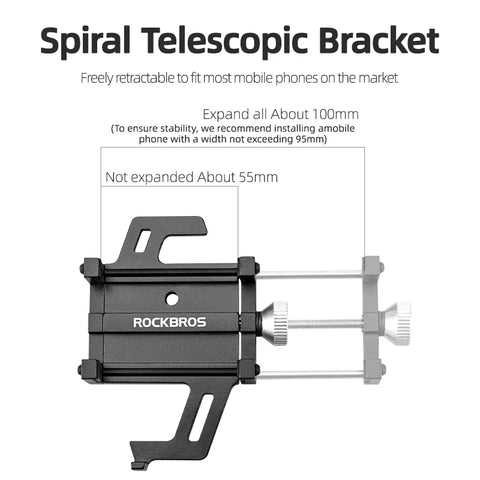 ROCKBROS Motorcycle Phone Holder - CNC Aluminum Alloy Bracket with 360° Rotation