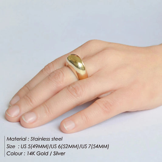 e-Manco Simple Stainless Steel Arc Rings for Women - Geometric Fashion Jewellery