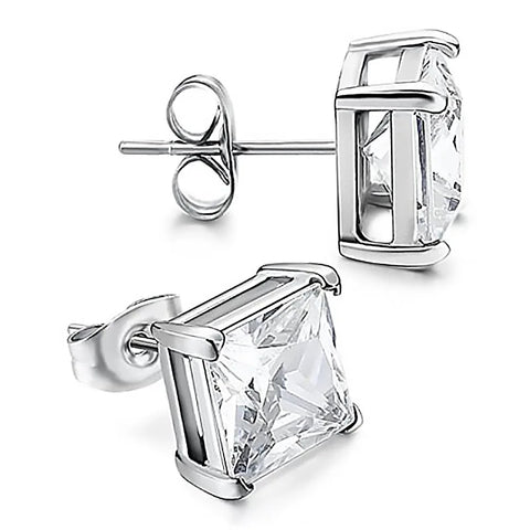 IOGOU Square Zirconia Stud Earrings – 925 Sterling Silver