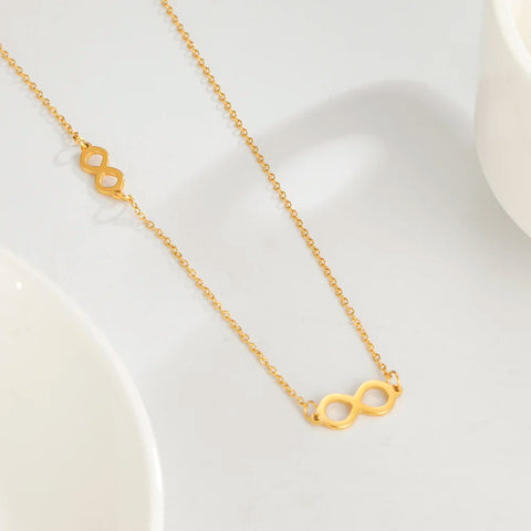 Skyrim Fashion Simple Infinite Shaped Choker Necklace for Women - Stainless Steel Lucky Number Eight Necklaces - Perfect 2025 Gift