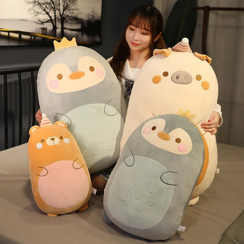 Little Animals Plush Toy – 45–80cm Squishy Dinosaur, Pig, Penguin & Bear Soft Cushion Doll