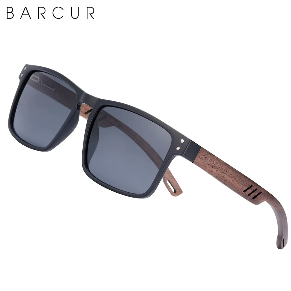 BARCUR Walnut Wood Polarized Sunglasses – Designer UV400 Unisex Shades