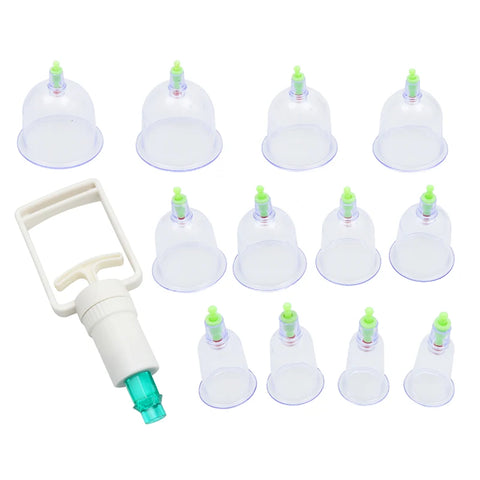 12Pcs Vacuum Cupping Sets with Pumping Gun - Detox and Anti-Cellulite Body Care