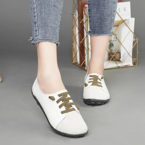 WOIZGIC Dames loafers van echt leer met ballerina's