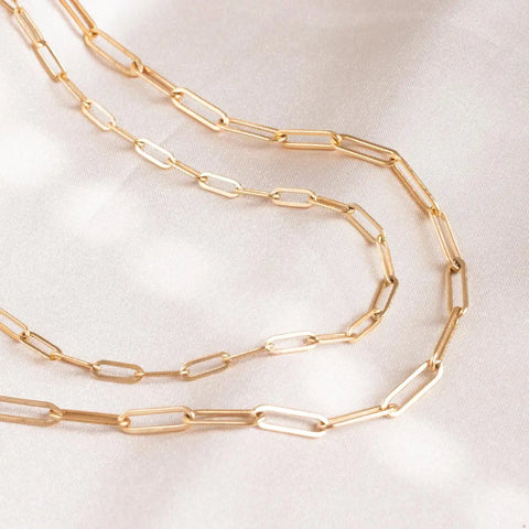 eManco Hot Fashion Paperclip Link Chain Necklace - Stainless Steel Gold Color for Women and Men