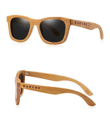 BARCUR Retro Bamboe Gepolariseerde Zonnebril – Handgemaakte Houten UV400 Unisex Zonnebrillen