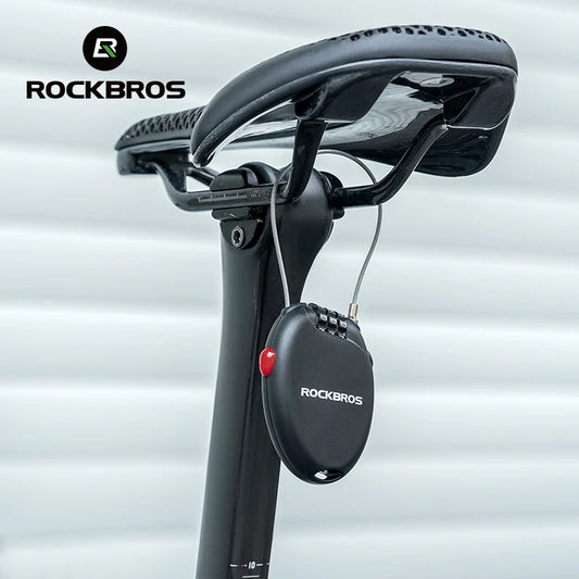 ROCKBROS Bicycle Lock - Anti-theft Portable Lightweight 3-Digit Password Cable Lock for Helmets, Chains, and Backpacks