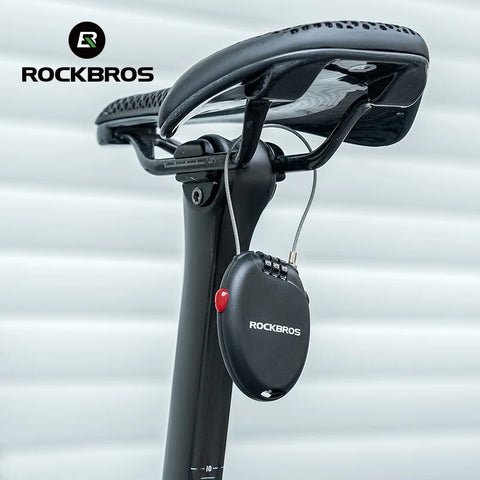 ROCKBROS Bicycle Lock - Anti-theft Portable Lightweight 3-Digit Password Cable Lock for Helmets, Chains, and Backpacks