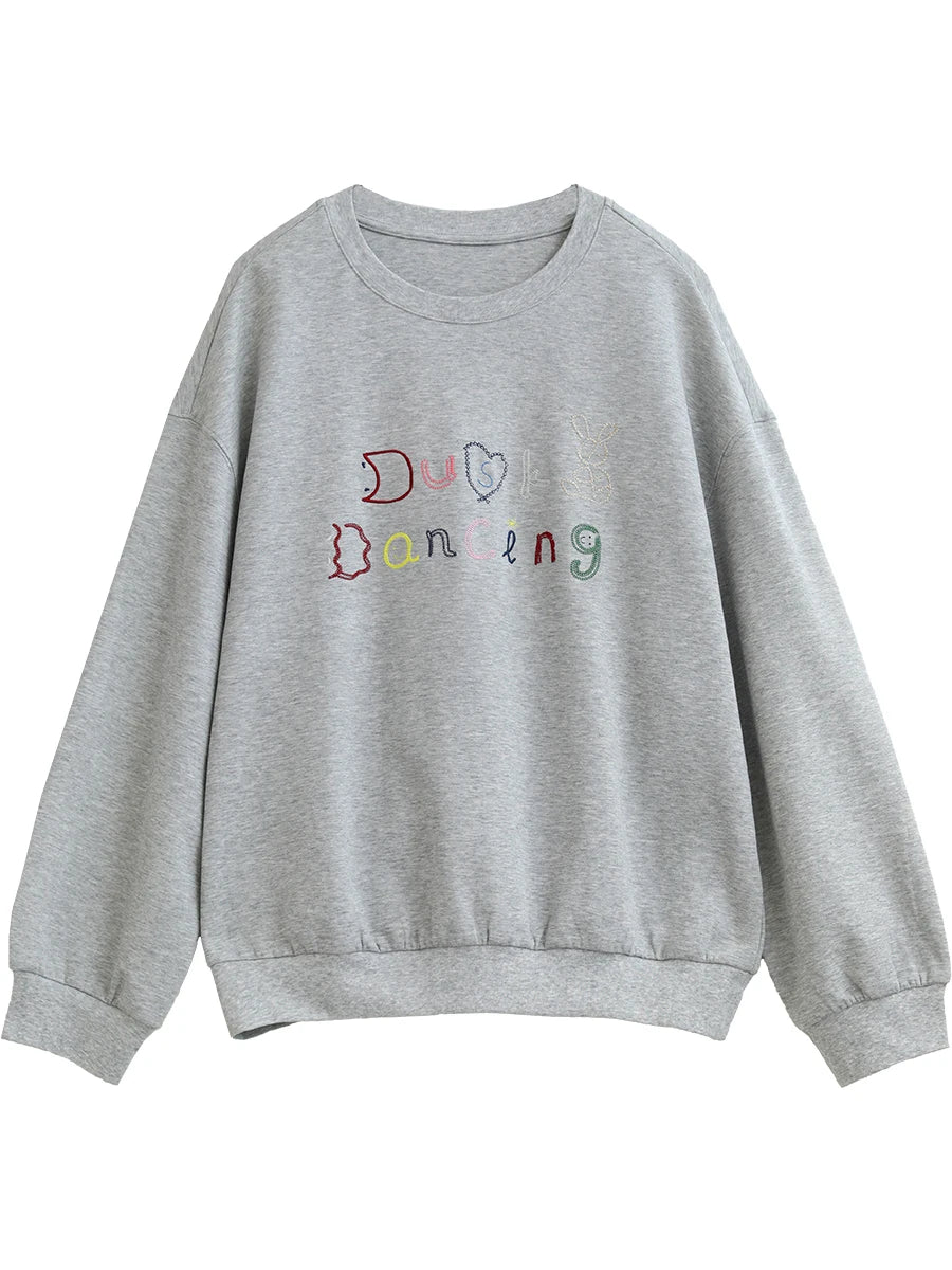 CHIC VEN Women Sweatshirts Long Sleeve O Neck Loose Casual New Embroidered Letter Female Pullover Top Spring Autumn 2025