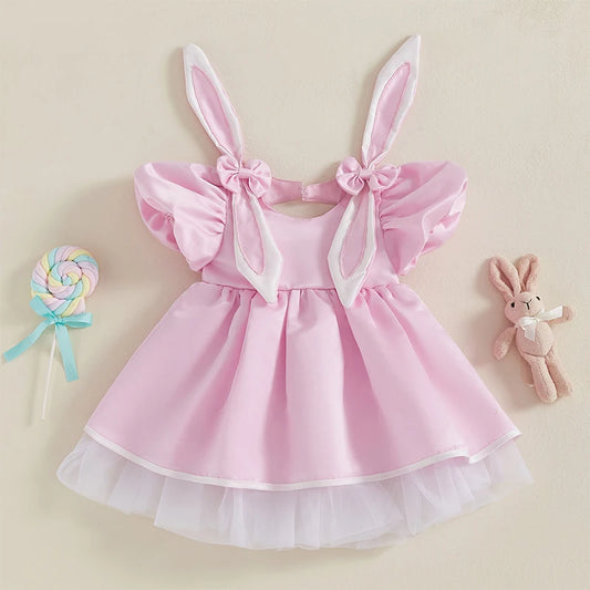 Tregren Kids Girls Easter Dress with Bunny Ears