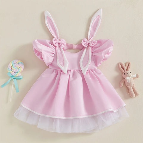 Tregren Kids Girls Easter Dress with Bunny Ears
