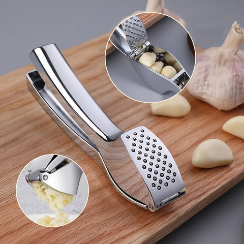 Ergonomic Garlic Press - Handheld Masher for Effortless Garlic and Ginger Crushing